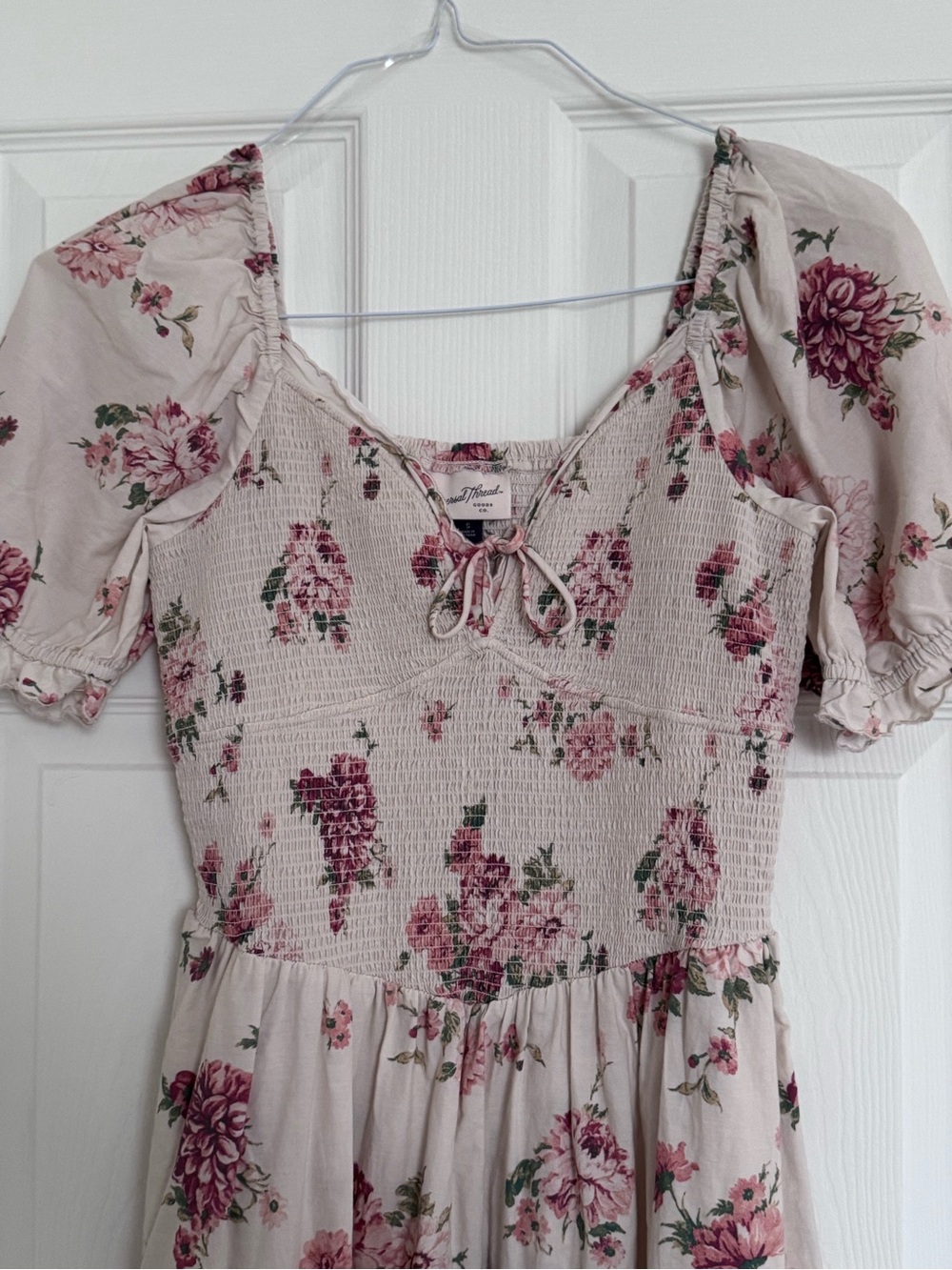 Universal Thread Blush Floral Smocked Midi Dress